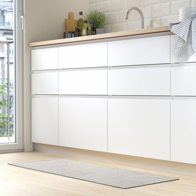 GATUSEKTION ガートセクショーン キッチンマット, グレー/チェック, 45x120 cm