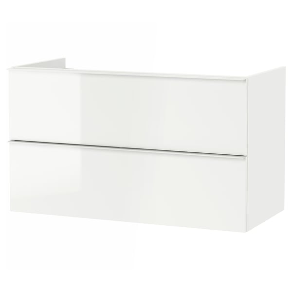 Godmorgon グモロン 洗面台 引き出し 2 ハイグロス ホワイト 100x47x58 Cm Ikea