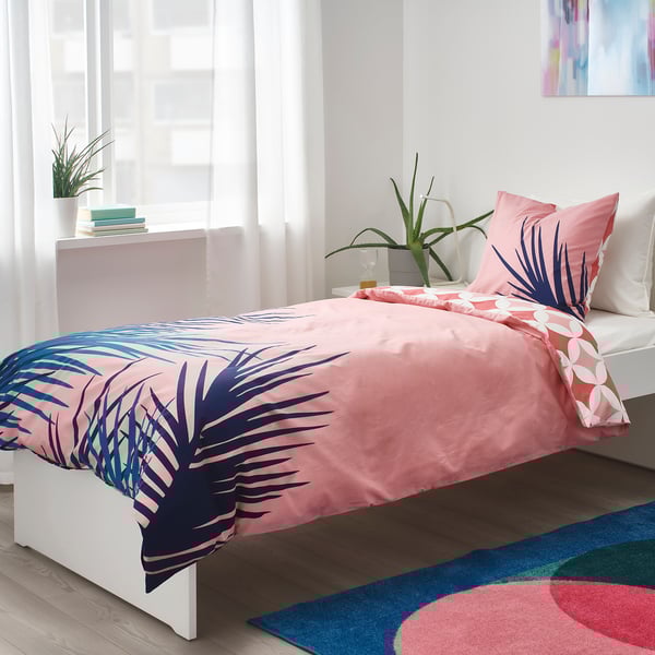 Gracios グラシオース 掛け布団カバー 枕カバー タイル模様 ピンク 150x0 50x60 Cm Ikea