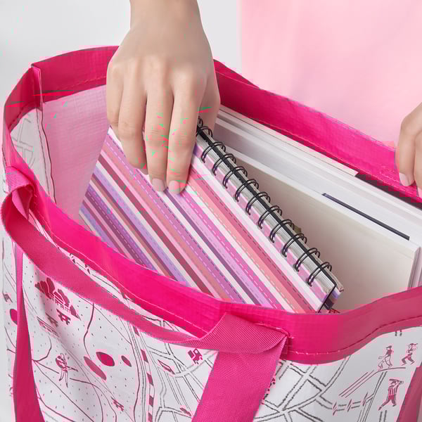 GRÖNMASSA グローンマッサ バッグ, ピンク 模様入り, 27x18x27 cm