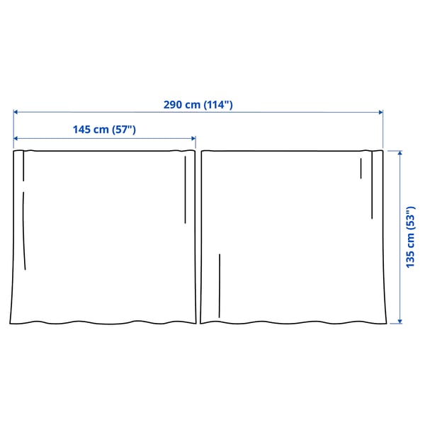 HÄLLEBRÄCKA ヘッレブレッカ レースカーテン1組, ライトベージュ/ヘディングテープ付き, 145x135 cm