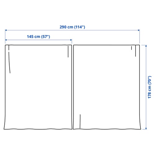 HÄLLEBRÄCKA ヘッレブレッカ レースカーテン1組, ライトベージュ/ヘディングテープ付き, 145x178 cm