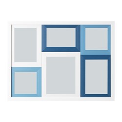 H&Auml;GGN&Auml;S ヘッグネス コラージュ用フレーム 写真6枚用, ホワイト, ブルー