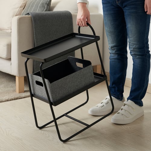 HATTÅSEN ハットーセン サイドテーブル/シェルフユニット, ブラック IKEA