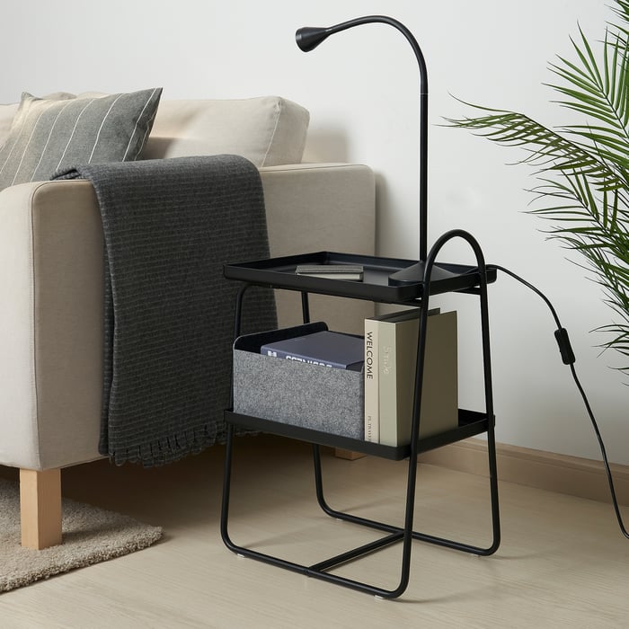 HATTÅSEN ハットーセン サイドテーブル/シェルフユニット, ブラック IKEA