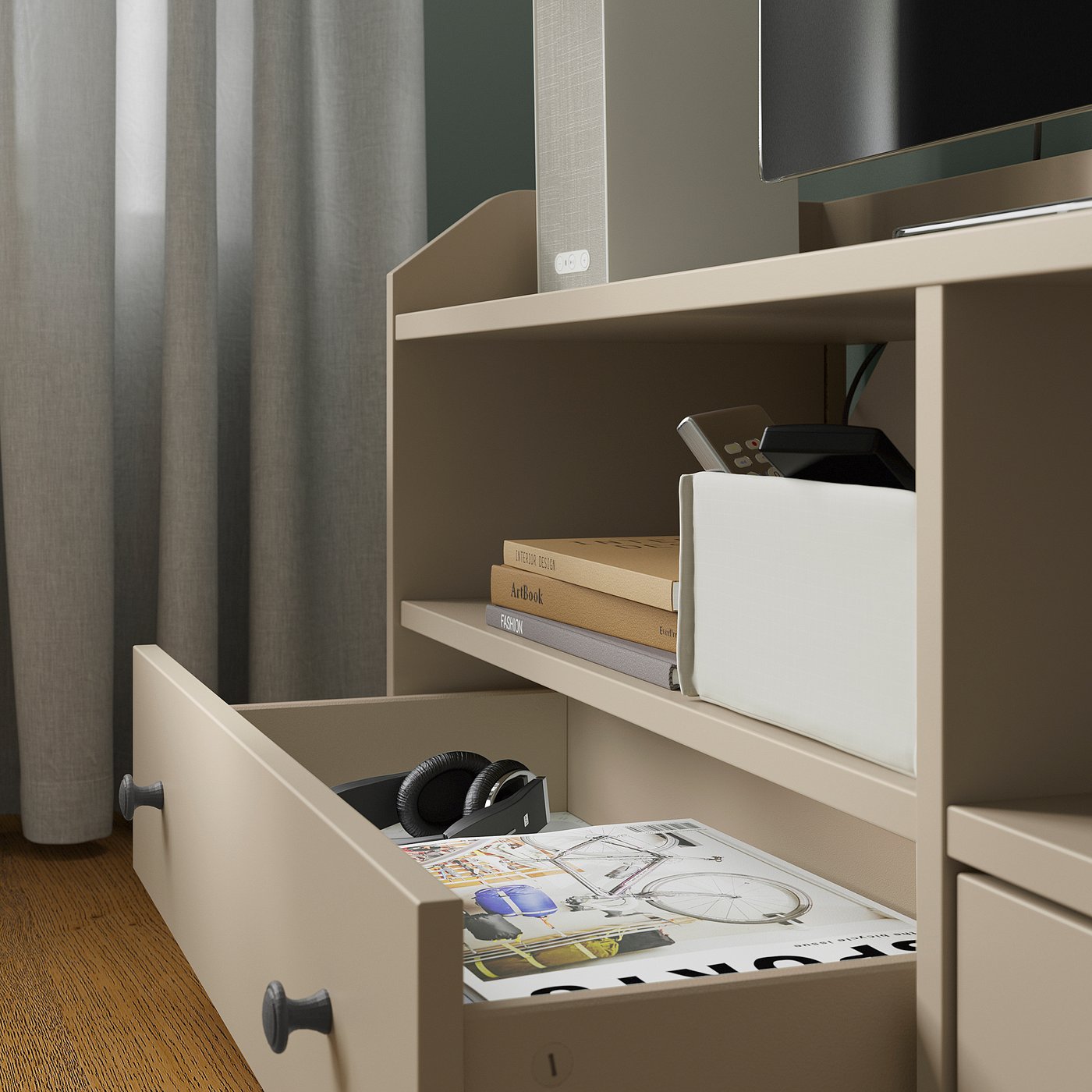 【送料込み・最低価格】HAUGA ハウガ IKEA テレビ台(たのメル便) HAUGA ハウガ テレビ台, ベージュ, 206x46x54 cm - IKEA