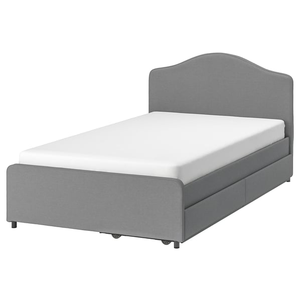 Hauga ハウガ 布張りベッド 収納ボックス2個 ヴィースレ グレー Ikea