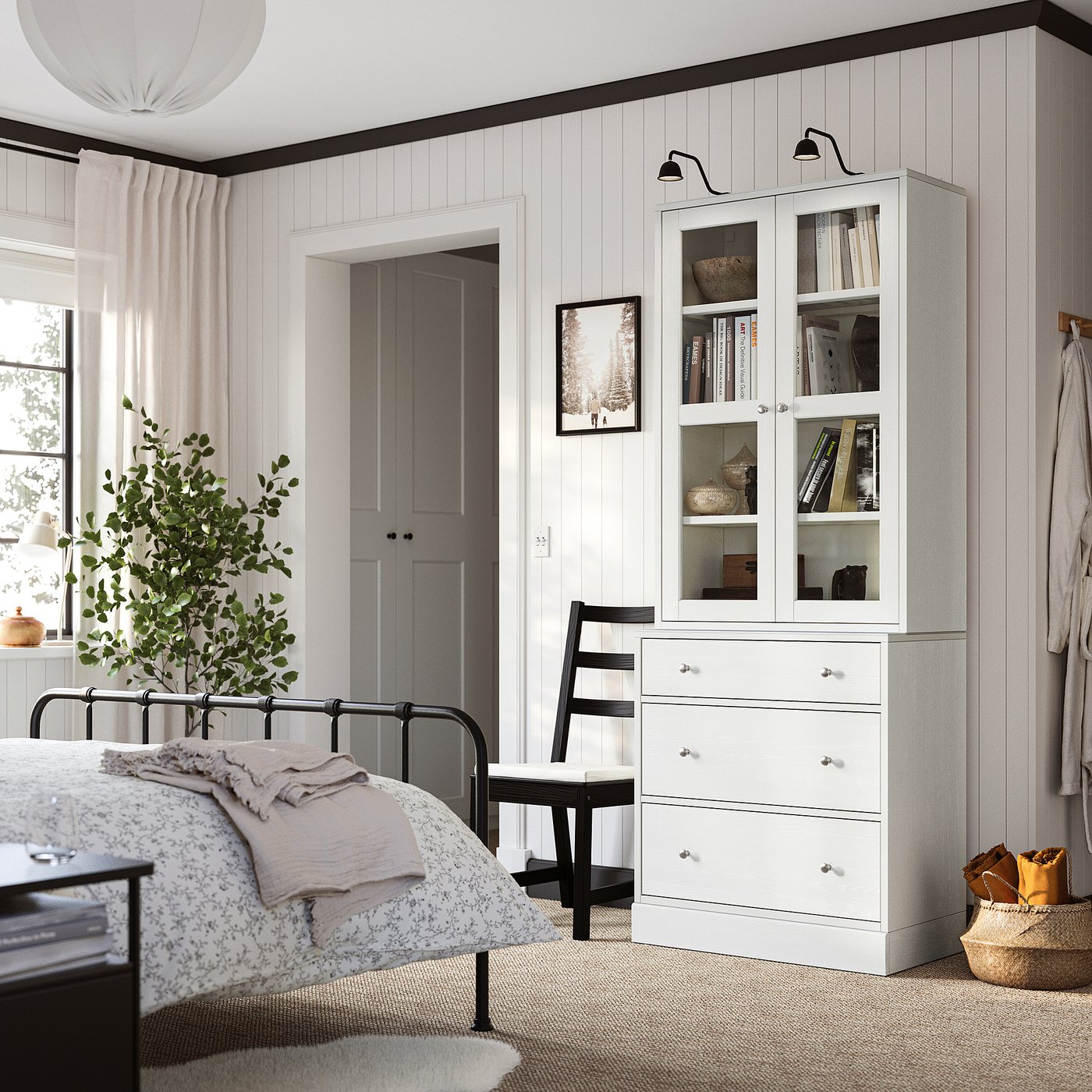 HAVSTA ハーヴスタ 収納コンビネーション ガラス扉付き, ホワイト