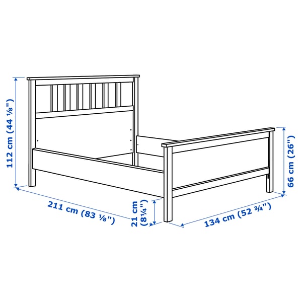 HEMNES ヘムネス ベッドフレーム, ホワイトステイン/リルヘラン, 120x200 cm