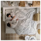 HEMNES ヘムネス デイベッド 引き出し3/マットレス2付き, ホワイト/オーフィエル ふつう, 80x200 cm