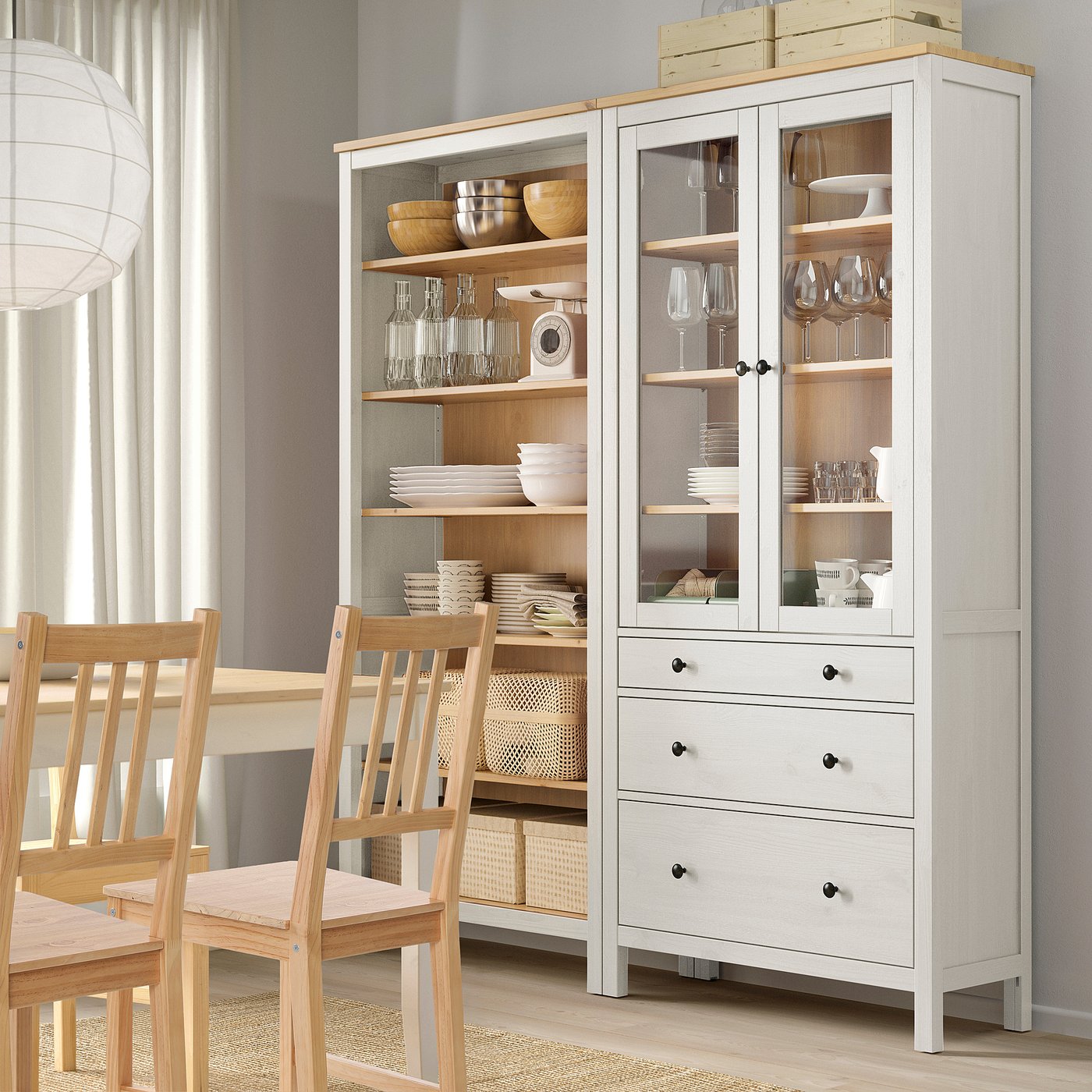 HEMNES ヘムネス 収納コンビネーション 扉/引き出し付き, ホワイト