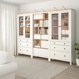 HEMNES ヘムネス 収納コンビネーション 扉/引き出し付き, ホワイトステイン/ライトブラウン, 270x198 cm