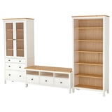 HEMNES ヘムネス テレビボード, ホワイトステイン/ライトブラウン 