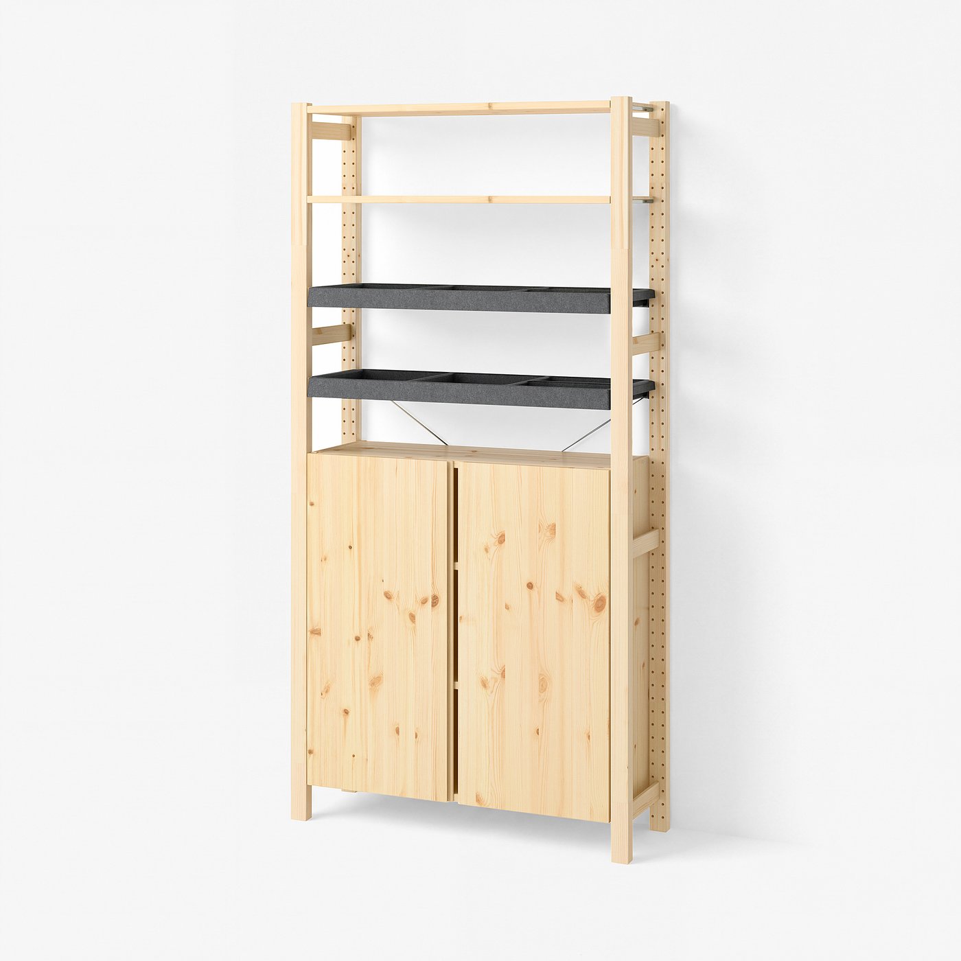 【IKEA】IVAR イーヴァル IVAR イーヴァル 1セクション/棚板/キャビネット, パイン材/フェルト
