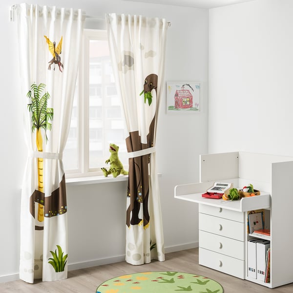 Jattelik イェッテリク カーテン タッセル付き 1組 恐竜 ブロントサウルス 1x250 Cm Ikea