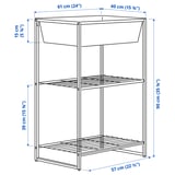 JOSTEIN ヨースタイン シェルフユニット 小物入れ付き, 室内/屋外用/ワイヤー ホワイト, 61x40x90 cm