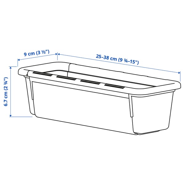 KACKLA カックラ 伸長式ボックス, ホワイト, 25-38x9 cm