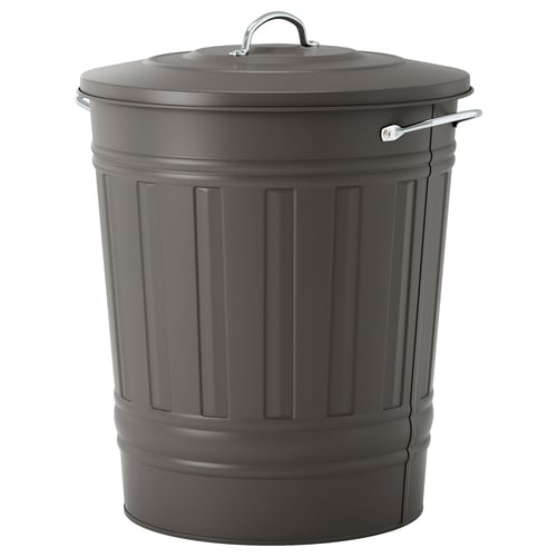 Knodd クノッド ふた付きゴミ箱 グレー 40 L Ikea