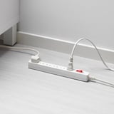 KOPPLA コップラ 電源タップ 6個口, アース無/ホワイト, 1.5 m