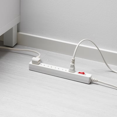 KOPPLA コップラ 電源タップ 6個口, アース無/ホワイト, 1.5 m