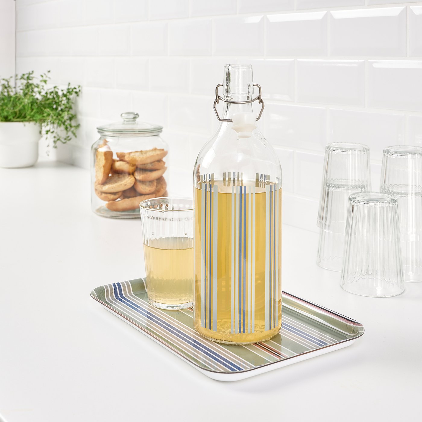 IKEA イケア ボトル ふた付き クリアガラス 1L a00213558 KORKEN コルケン かわいい シンプル 食器 北欧 保存容器