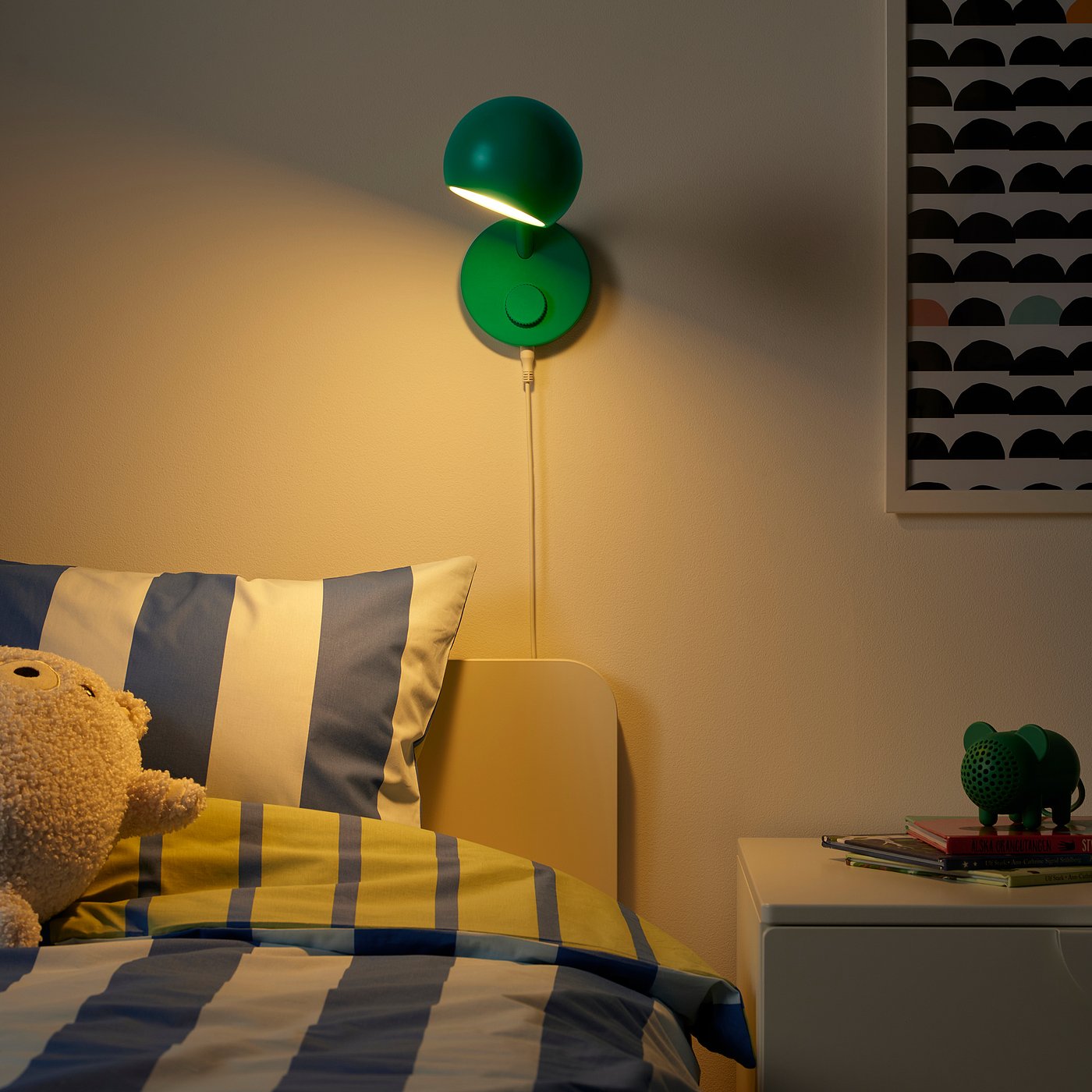 KORVSNÖRE コルブスノーレ LEDウォールランプ, 調光可能/グリーン - IKEA