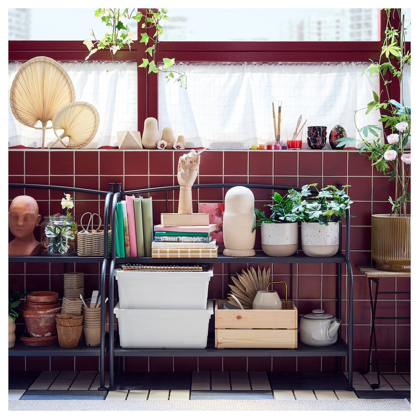 美品✨IKEA イケア シェルフユニット 屋外用 グレー LACKO LÄCKÖ レッコ シェルフユニット, グレー 屋外用/室内, 92x76 cm - IKEA