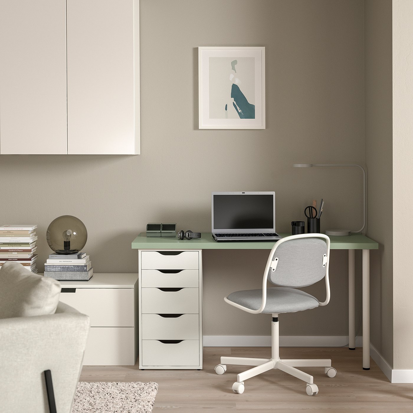 ランキングや新製品 IKEA デスク 机 幅200×奥行60×高さ73cm ラグカプテン/アレクス トップス