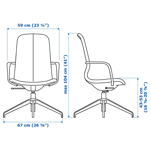 Langfjall ロングフィェル 会議用チェア アームレスト付き グンナレド ブルー Ikea