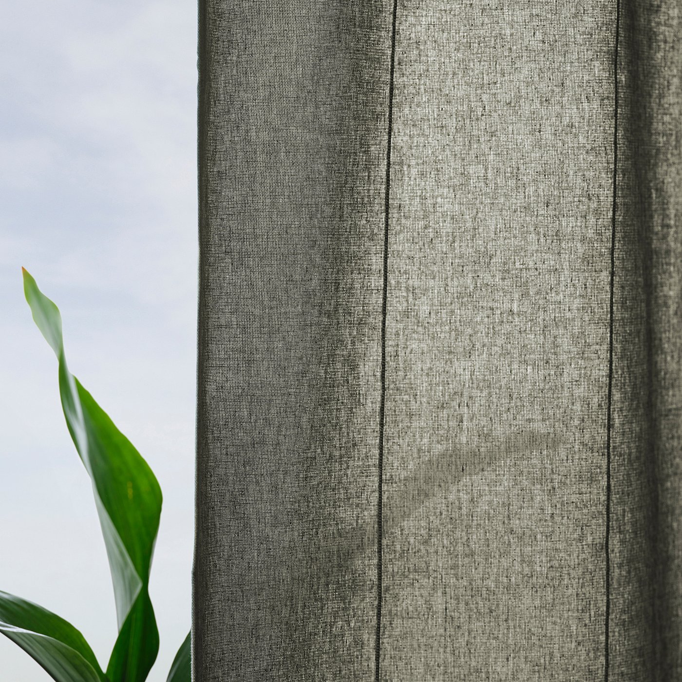 LENDA レンダ カーテン タッセル付き 1組, ライトグレーグリーン