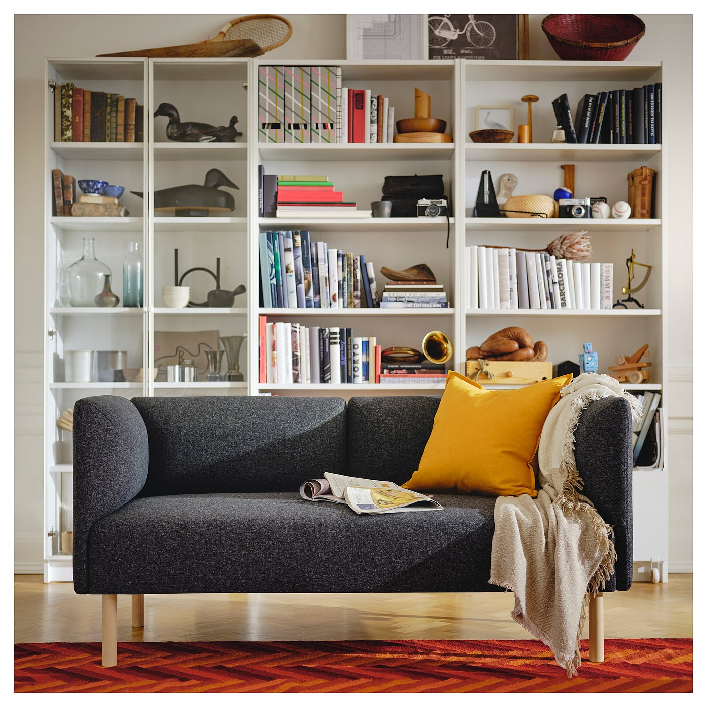 【美品】IKEA リレヘム モジュールソファ 2人掛け ダークグレー 1年半使用 LILLEHEM リレヘム 2人掛けモジュールソファ, グンナレド/ダークグレー