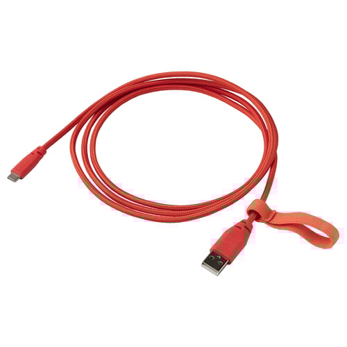 Lillhult リルフルト Usbケーブル Aタイプusb Cタイプusb テキスタイル オレンジ 1 5 M Ikea