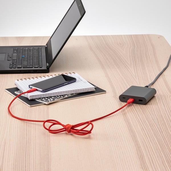 Lillhult リルフルト Usbケーブル Aタイプusb Cタイプusb テキスタイル オレンジ 1 5 M Ikea