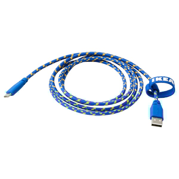 LILLHULT リルフルト Type-C - USBケーブル - ブルー イエロー/テキスタイル 1.5 m