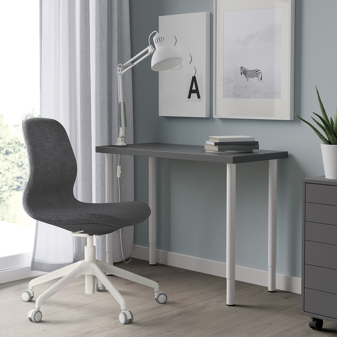 IKEA LINNMON OLOV リンモン オーロヴ イケア 伸縮式 デスク LINNMON リンモン / OLOV オーロヴ デスク, ホワイト/ブラック