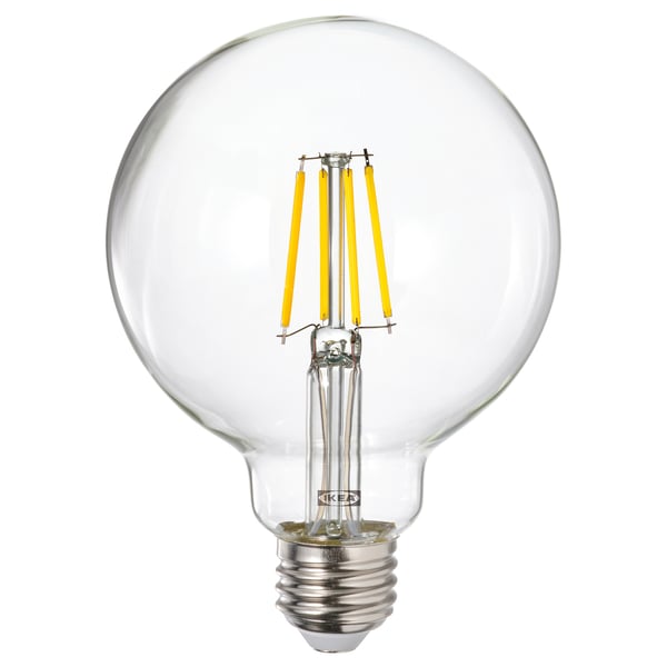 LUNNOM ルッノム LED電球 E26 485ルーメン, 調光可能/球形 クリアガラス, 95 mm