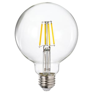 LUNNOM ルッノム LED電球 E26 485ルーメン, 調光可能/球形 クリアガラス, 95 mm