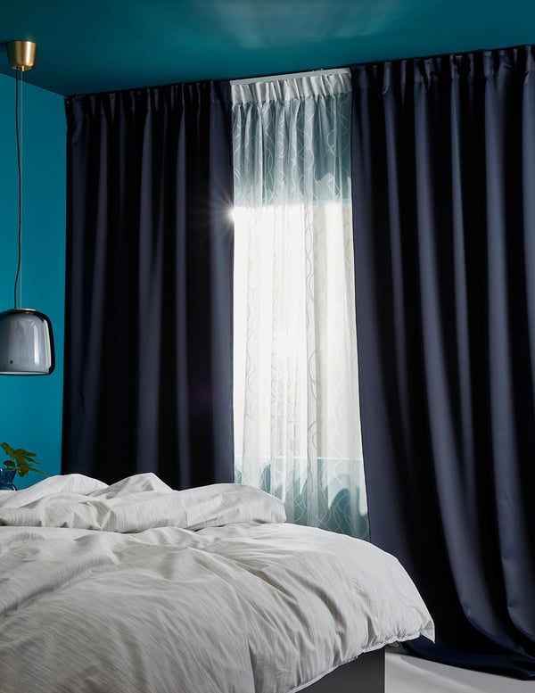 Majgull マイグル 遮光カーテン1組 ダークブルー 145x250 Cm Ikea