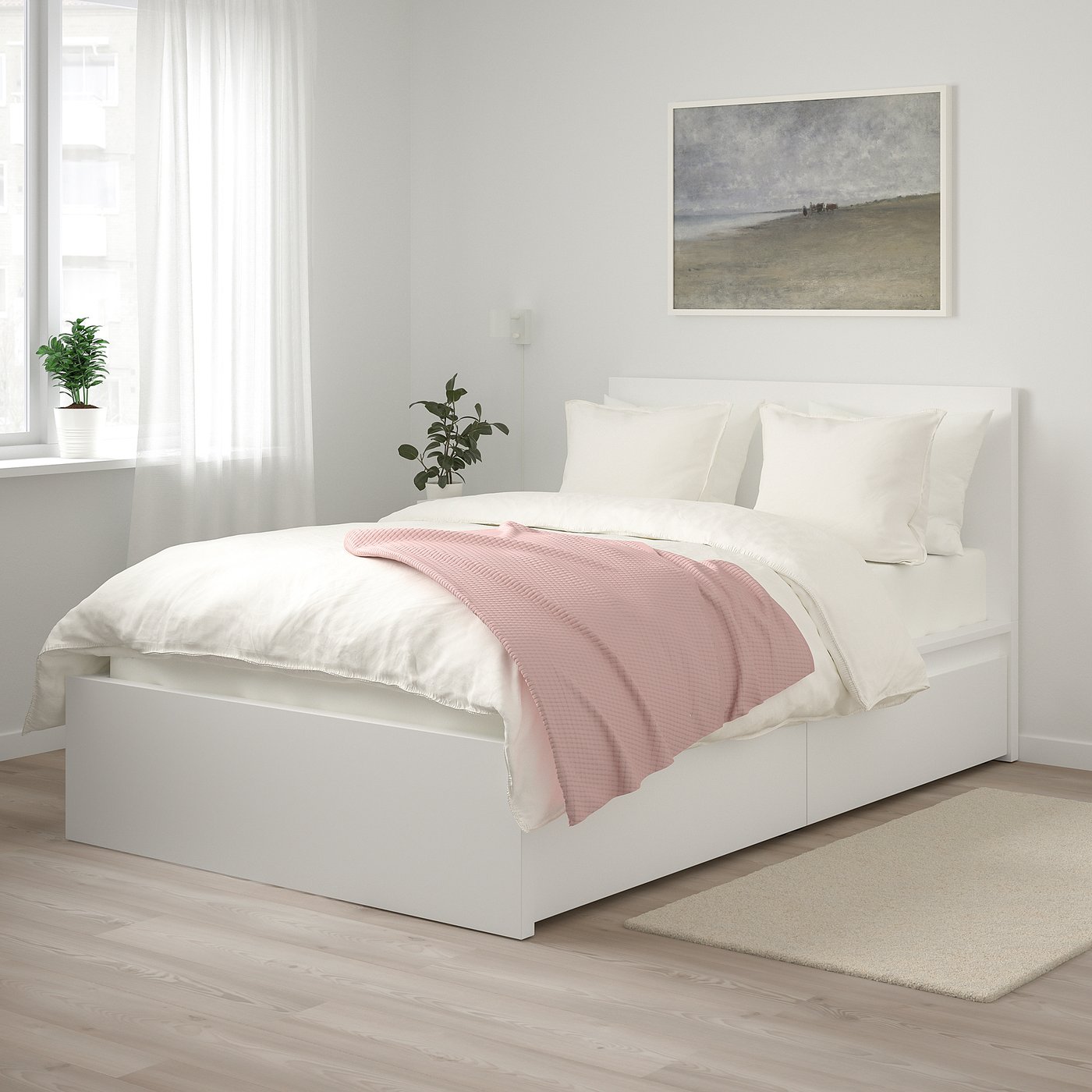 Malm マルム ベッドフレーム 収納ボックス2個付き ホワイト 1x0 Cm Ikea