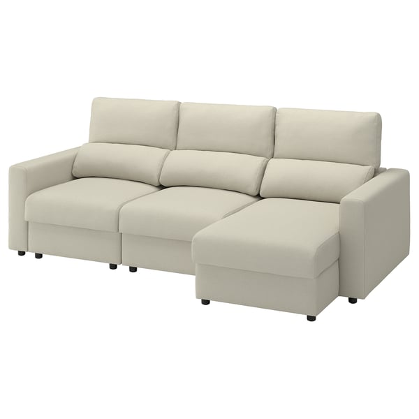 MALMKÖPING マラムコーピング 3人掛けソファ, 寝椅子付き/ティッブレビ ライトベージュ