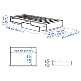MANDAL マンダール ベッドフレーム 収納付き, バーチ/ホワイト, 90x200 cm