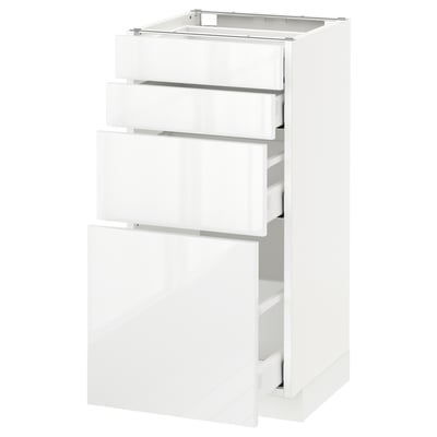 METOD メトード ベースキャビネット 引き出し前部4/引き出し4, ホワイト マキシメーラ/リンガフルト ホワイト, 40x41x80 cm