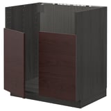 METOD メトード ベースキャビネット TALLSJÖN/タルショーン シンク用, ホワイト アスケルスンド/ダークブラウン アッシュ調, 80x60 cm