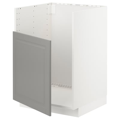 METOD メトード ベースキャビネット TALLSJÖN/タルショーン シンク用, ホワイト/ボードビーン グレー, 60x60x80 cm