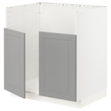 METOD メトード ベースキャビネット TALLSJÖN/タルショーン シンク用, ホワイト/ボードビーン グレー, 80x60x80 cm