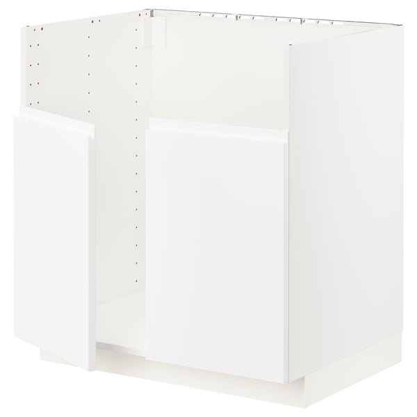 METOD メトード ベースキャビネット TALLSJÖN/タルショーン シンク用, ホワイト/ヴォックストルプ マットホワイト, 80x60x80 cm