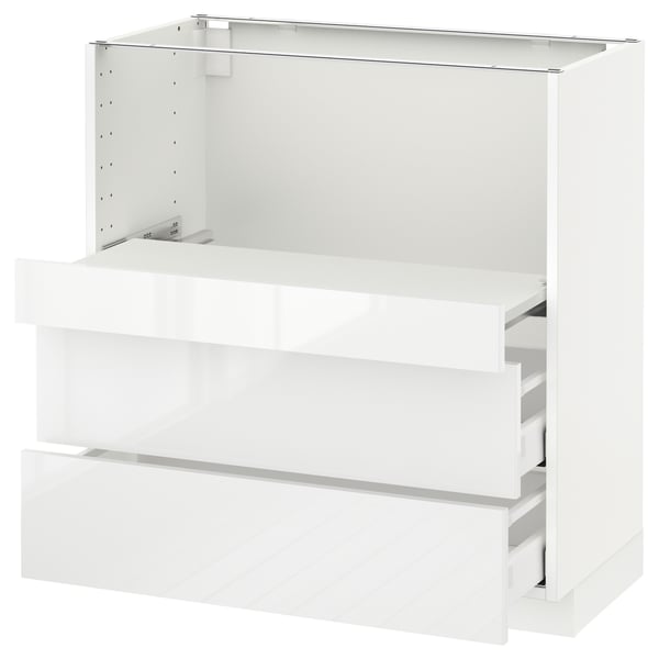 METOD メトード ベースキャビネット 引き出し式シェルフ/引き出し2付き, ホワイト マキシメーラ/リンガフルト ホワイト, 80x41x80 cm