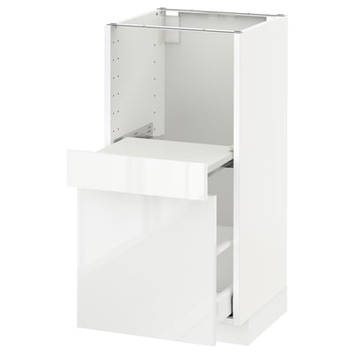 METOD メトード ベースキャビネット 引き出し式シェルフ/引き出し付き, ホワイト マキシメーラ/リンガフルト ホワイト, 40x41x80 cm
