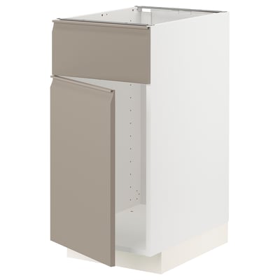 METOD メトード ベースキャビネット シンク用 扉/引き出し前部, ホワイト/ウップローヴ マットダークベージュ, 40x60x80 cm