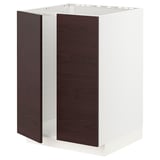 METOD メトード ベースキャビネット シンク用+扉2枚, ホワイト アスケルスンド/ダークブラウン アッシュ調, 60x60x80 cm